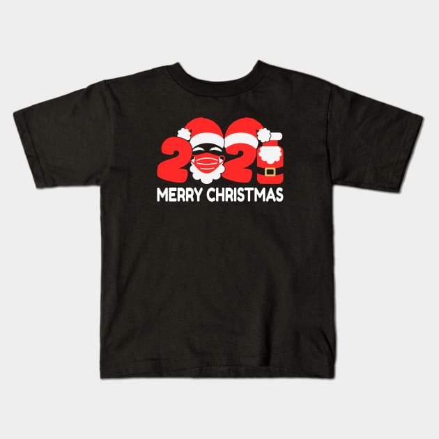 Santa Claus Vaccinated 2021, Funny Merry Christmas In Mask Xmas Pajamas Kids T-Shirt by Printofi.com